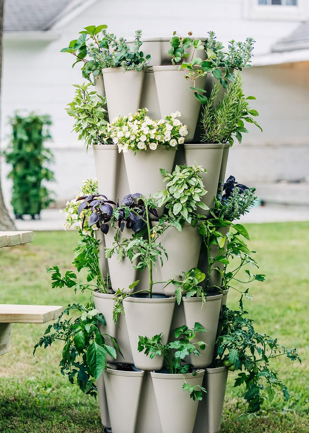 Patented Large 5 Tier Vertical Garden Planter with Patented Internal Watering System Great for Growing a Variety of