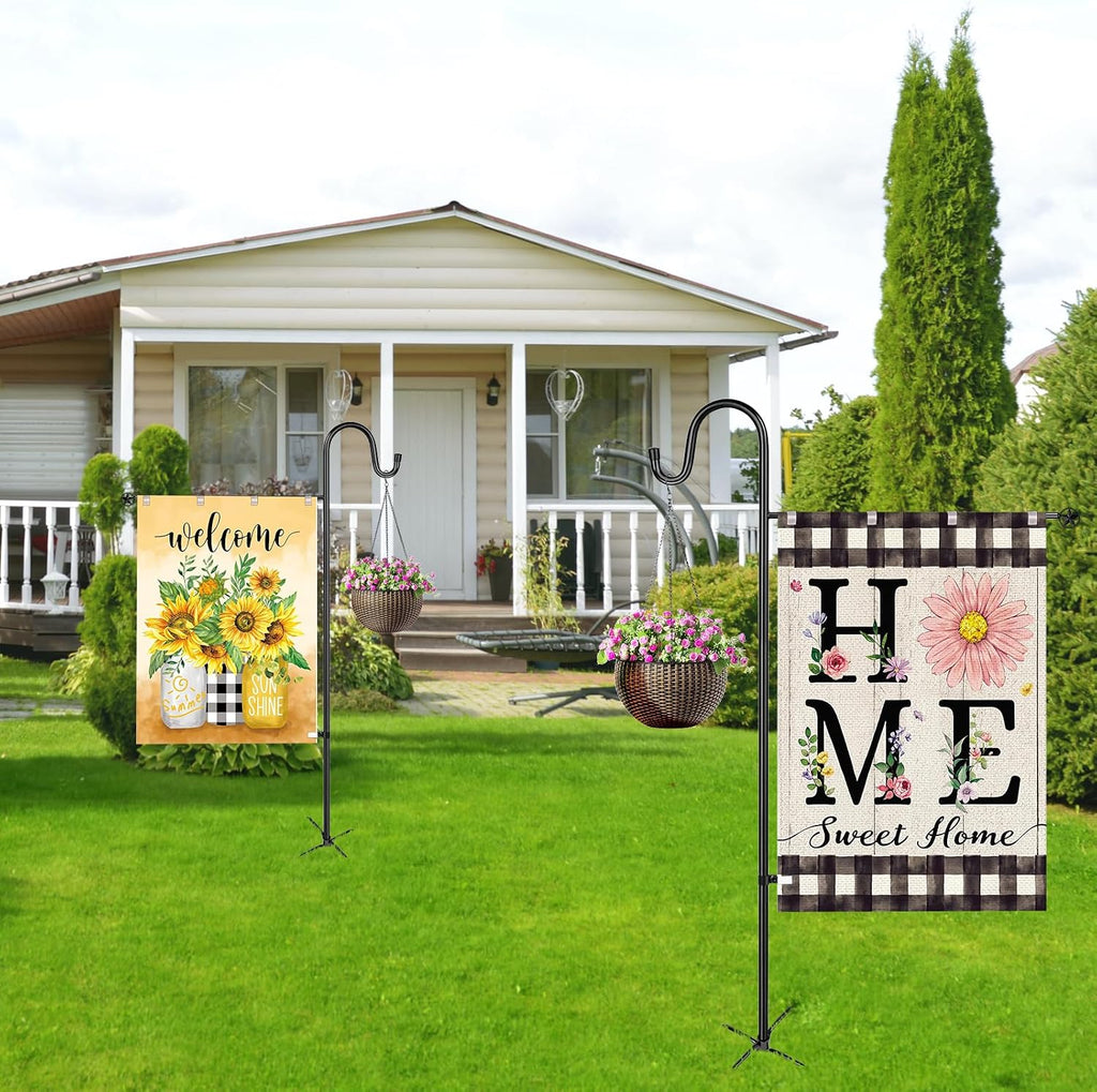 Garden Flag Stand for Outdoor,Heavy Duty Garden Flag Holder for 28x40 Flags, 62 Inches Gaden Flag Pole with Shepherd
