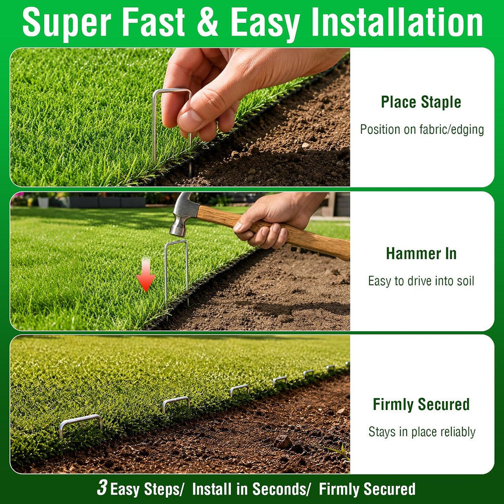 MIXC 200 Pack 6 Inch Landscape Staples for Lawn Yard | 11 Gauge, Galvanized Steel, U Shaped, Anti-rust Coating, Garden