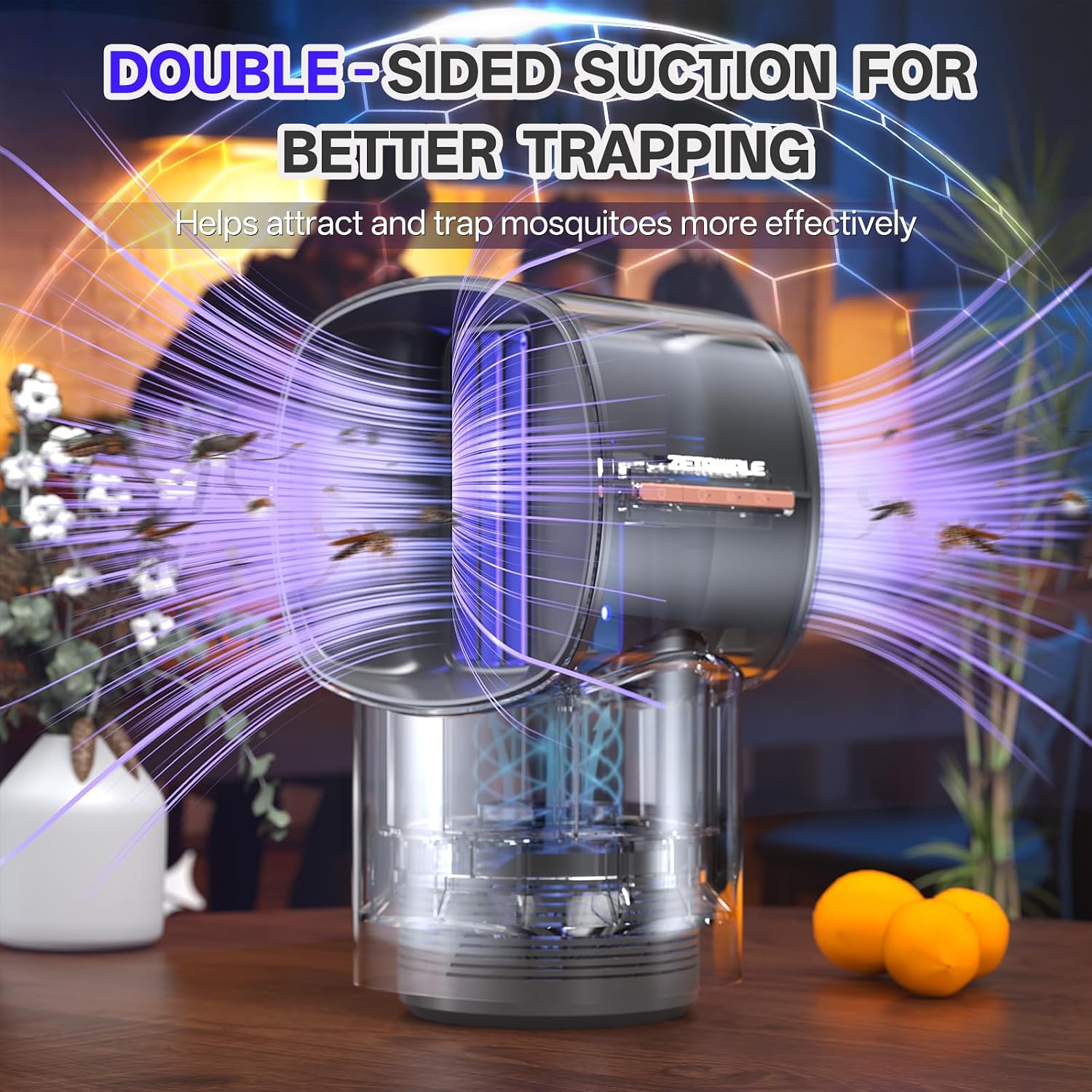 Fruit Fly Traps for Indoors, Gnat and Insects Catcher for House with UV Light, Heat Lure, Fan Suction, Ideal for