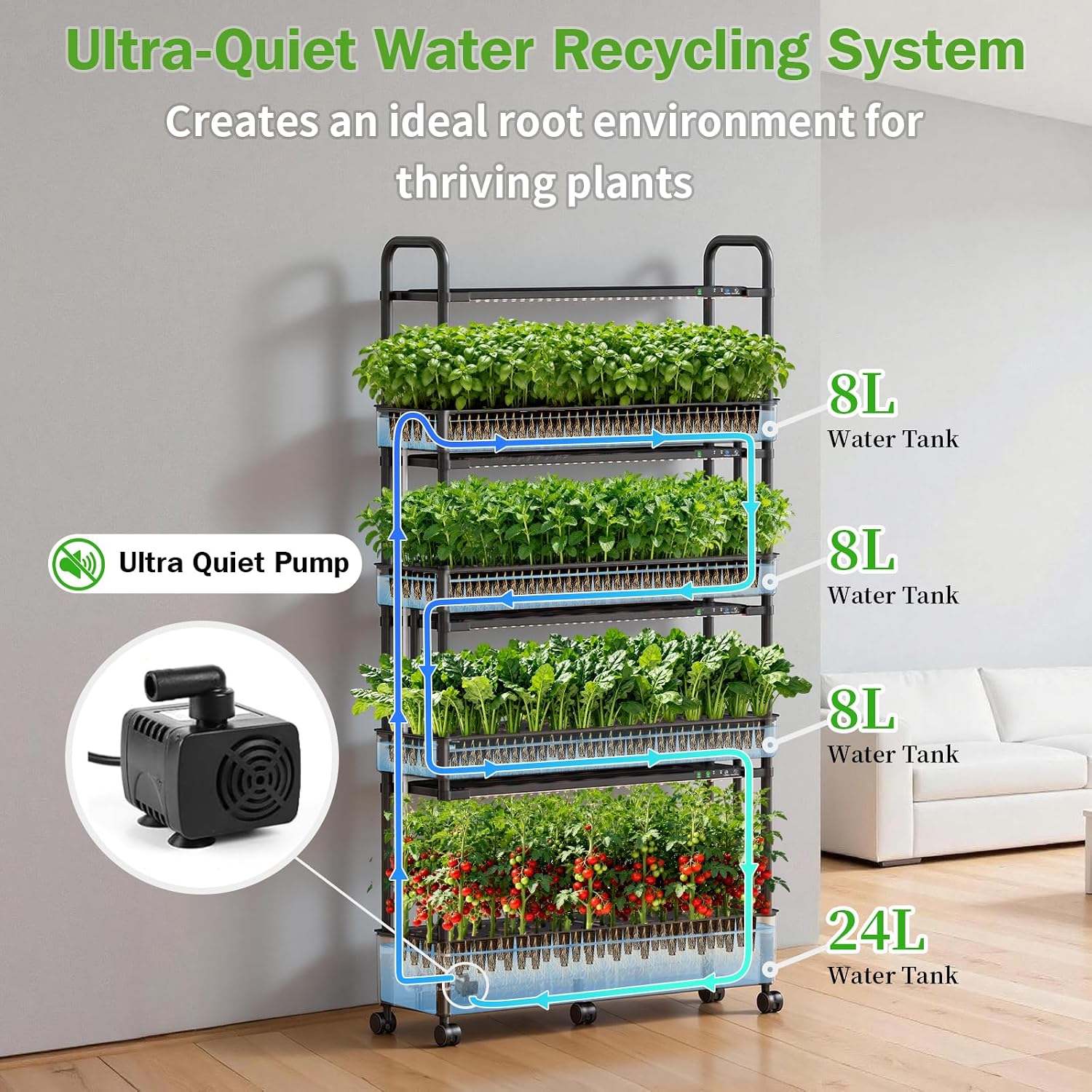 Growell Large Hydroponics Growing System Kit, 120 Pods Vertical Indoor Herb Garden Kit with 2 Light Modes & Auto