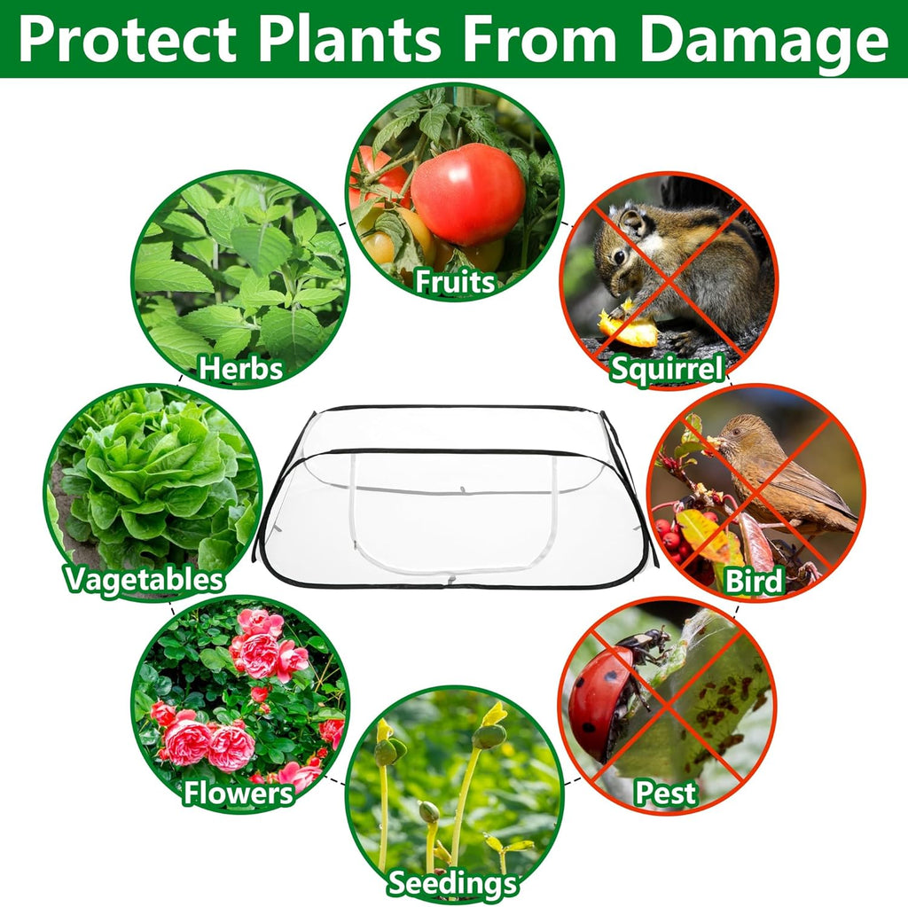 45" x 22" x 16" Pop Up Garden Rows Plants Cover, Raised Garden Beds Vegetable Rows Plant Protector, Insect Bird Barrier