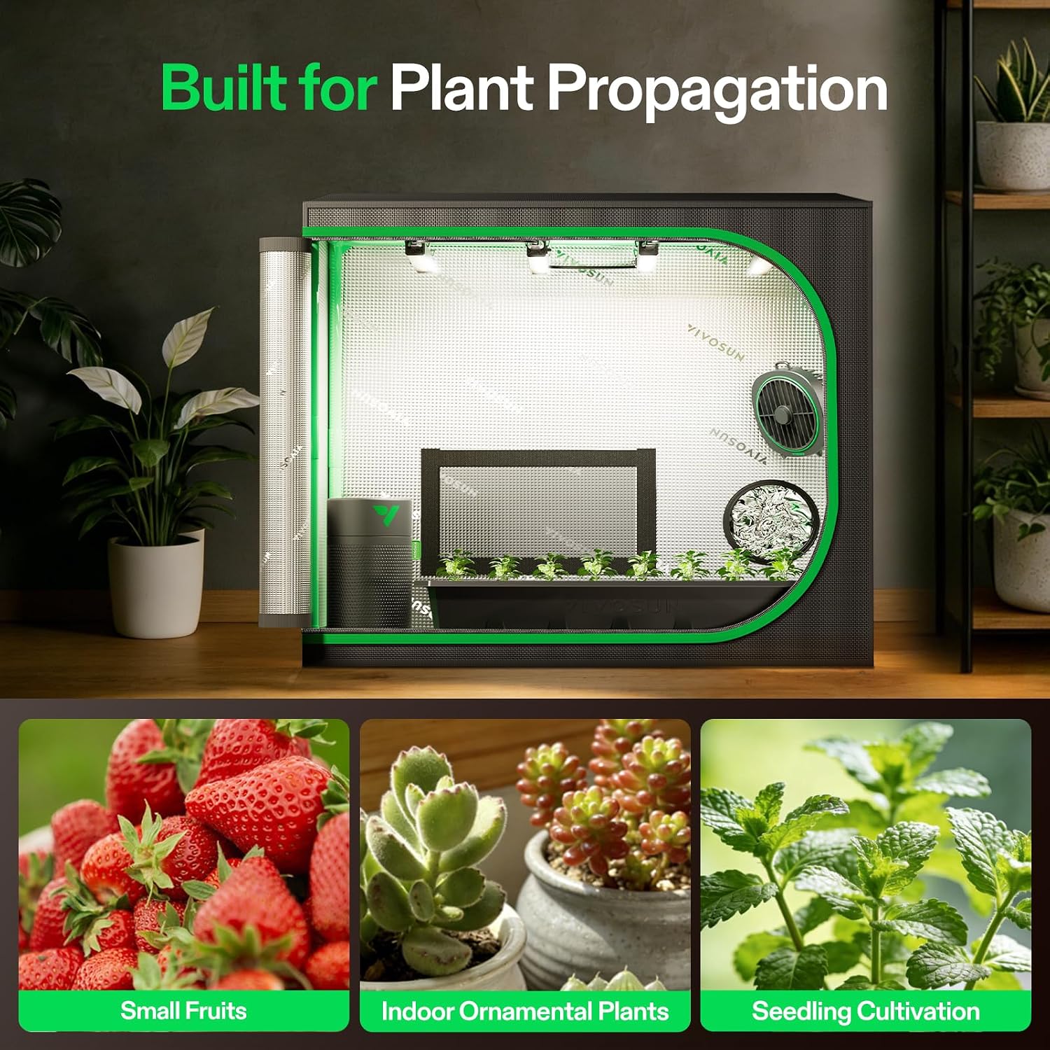 VIVOSUN Clone Tent Kit 24" x 16" x 20", for Plant Germination, Cloning | with T5 Full-Spectrum Grow Light, Seed Starter