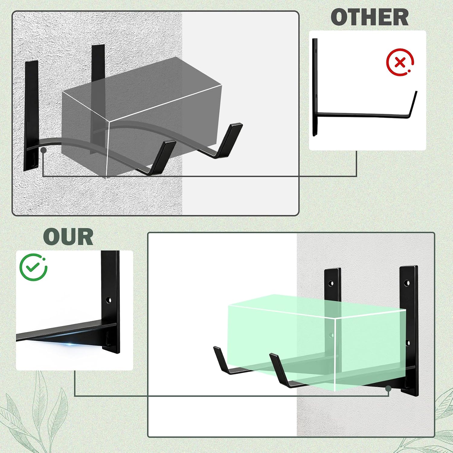 Window Box Brackets, 6 inch Flower Planter Box Brackets, Heavy Duty Metal Flower Box Wall Mounting Hooks for Railings