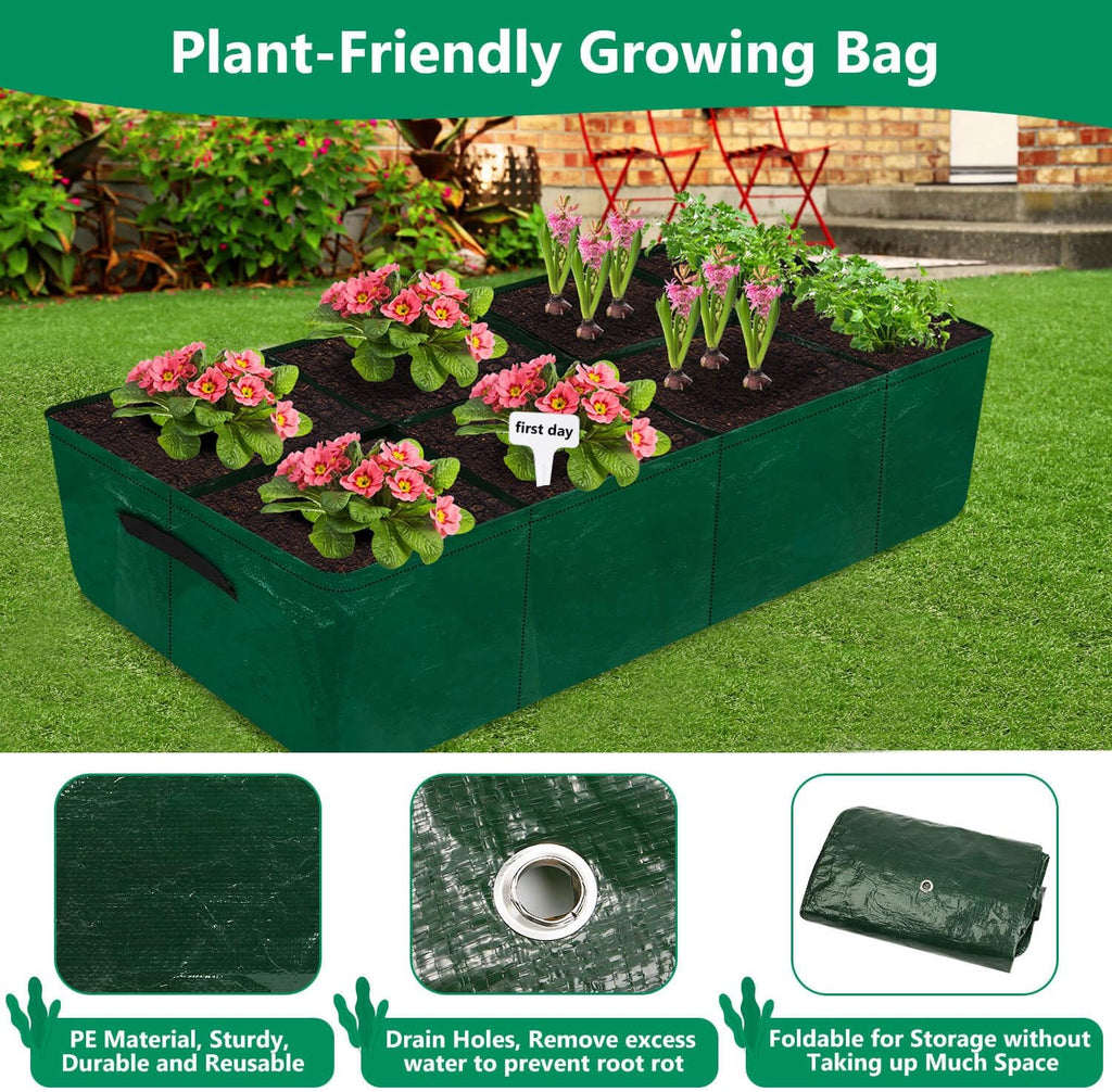 Caffox 2 Pack Fabric Raised Garden Bed, 4x2x0.8ft Plant Grow Bags for Flowers and Vegetables, 94 Gallon
