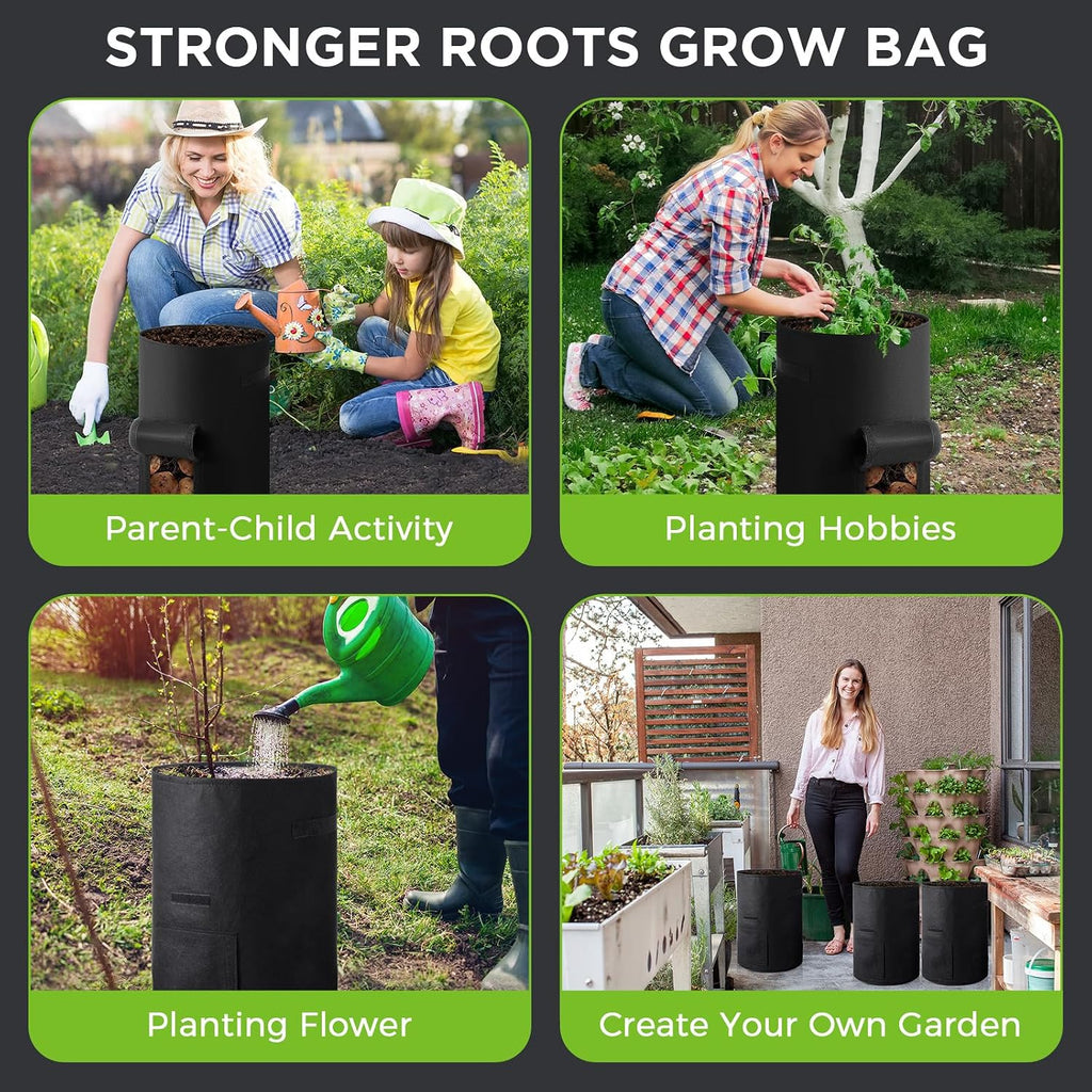 2 Pack 30 Gallon Potato Grow Bags with Harvest Window, Durable Garden Planter Bags with Handles for Potatoes, Tomatoes