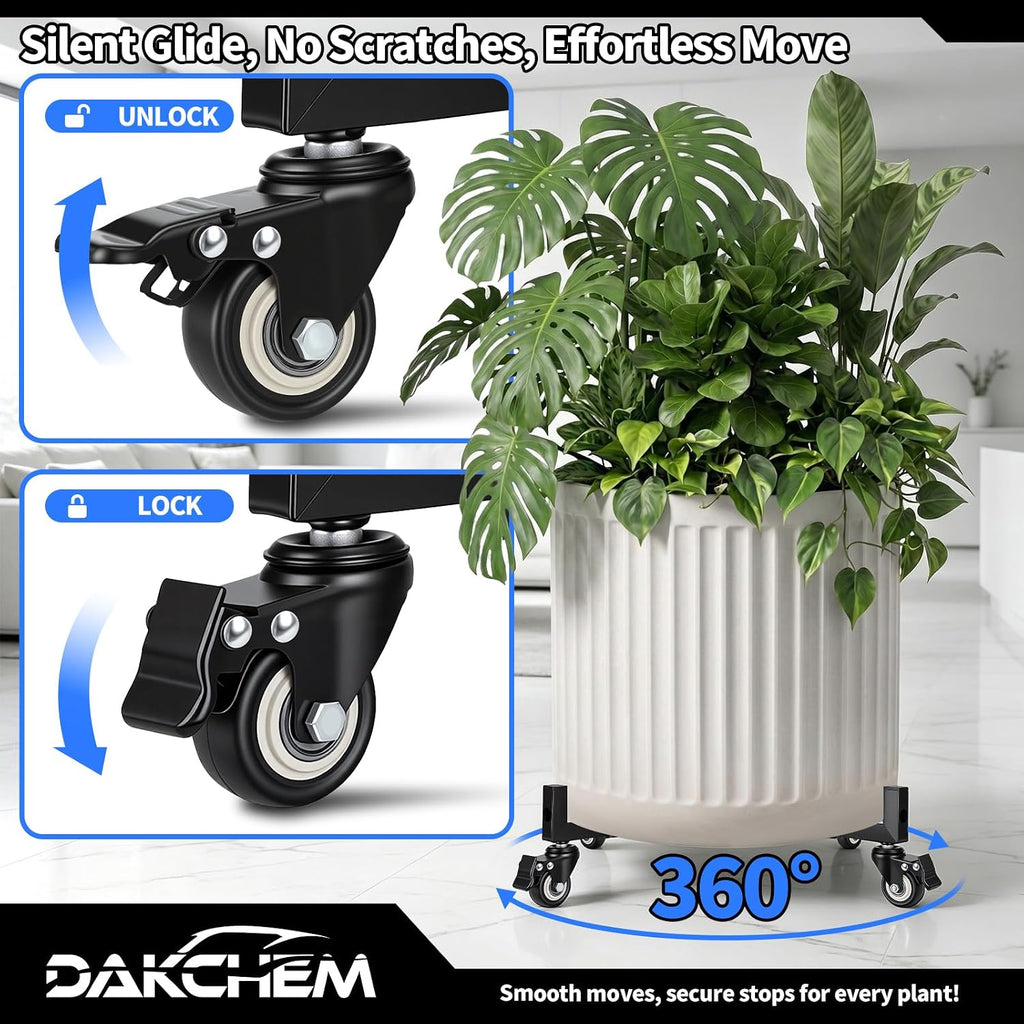 17-29 Inch Adjustable Plant Caddy with Wheels Heavy Duty Rolling Dolly | 530 lbs Load, Reinforced Structure, Tall