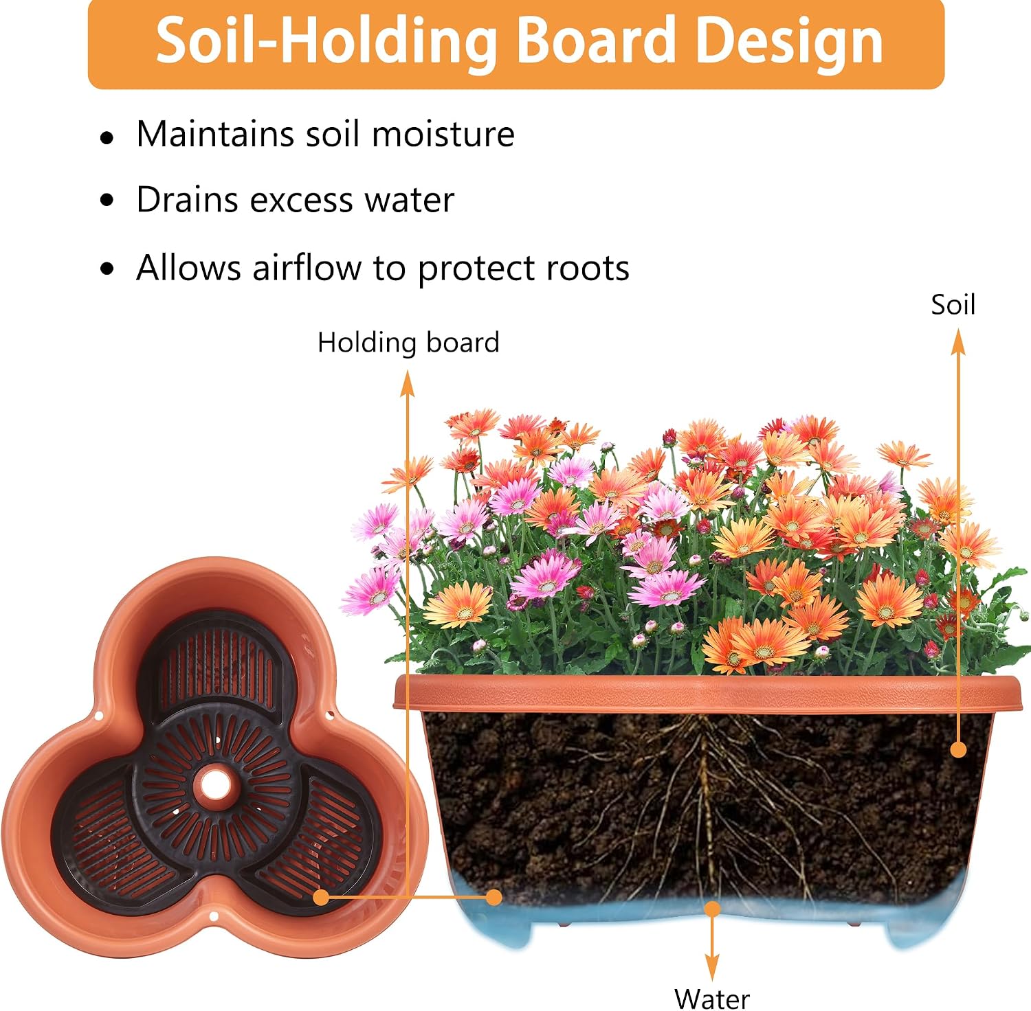 VECELO 5 Tier Vertical Garden Planter, Self Watering Stackable Planters with Wheels for Strawberries, Herbs, Flowers
