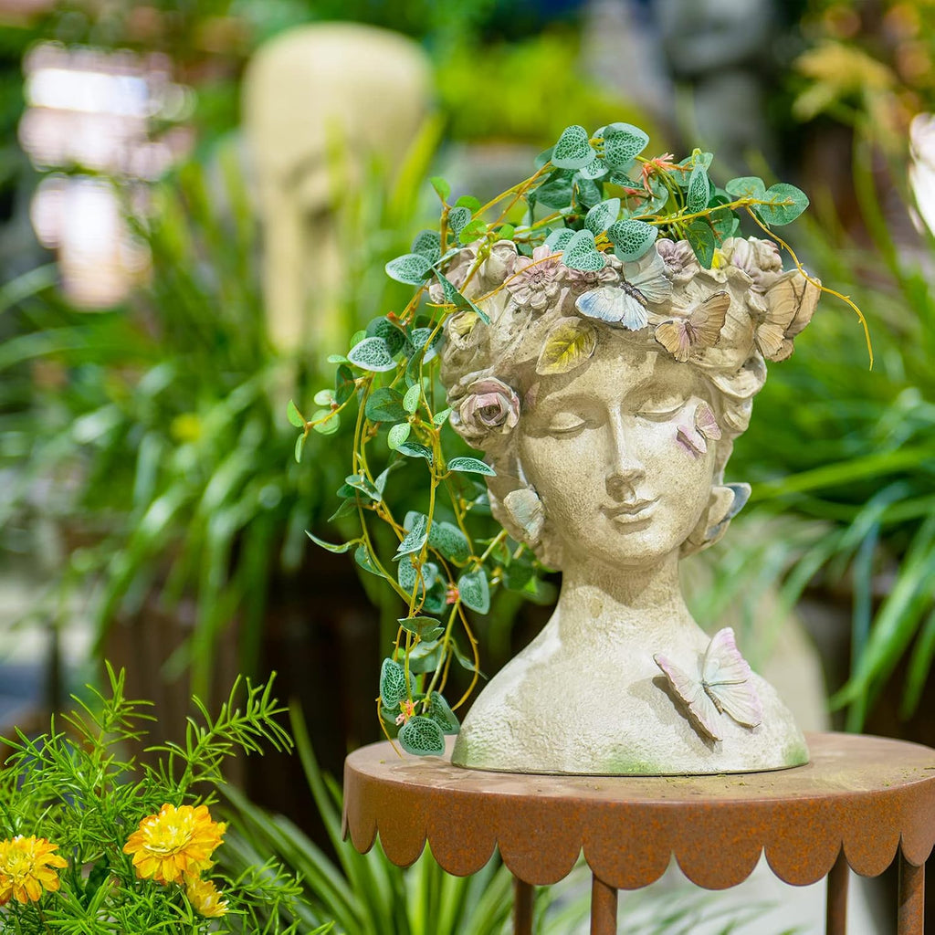 Face Flower Pot Head-Planters Succulent - 10 Inch Garden Resin Face Planter with Drainage Hole for Indoor and Outdoor