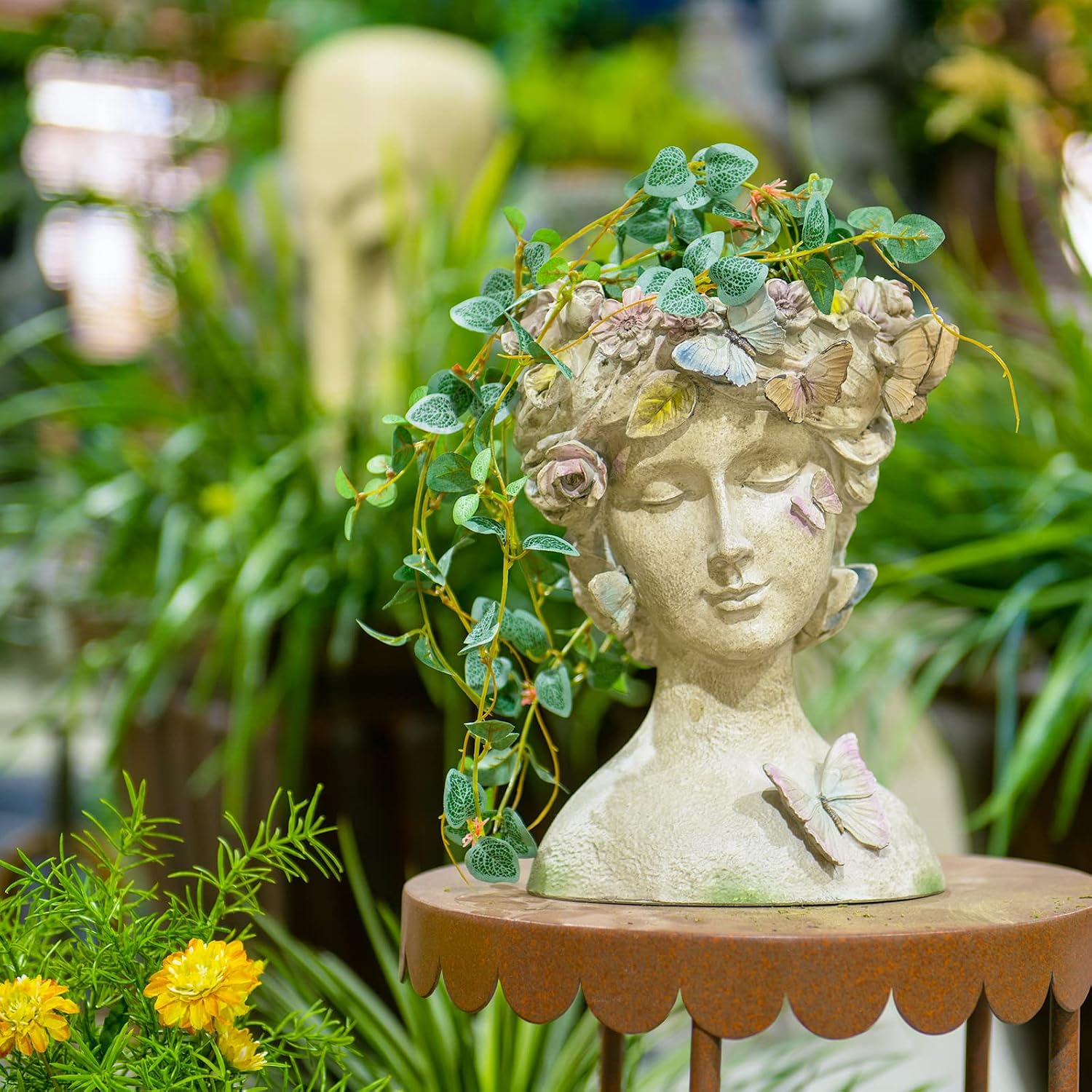 Face Flower Pot Head-Planters Succulent - 10 Inch Garden Resin Face Planter with Drainage Hole for Indoor and Outdoor
