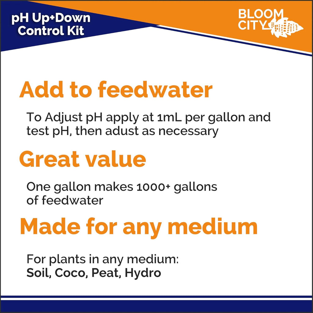 Bloom City pH Up & Down Control Kit for Optimal Nutrient Uptake, 1 Quart | Helps Avoid Nutrient Lockout, For Hydroponic