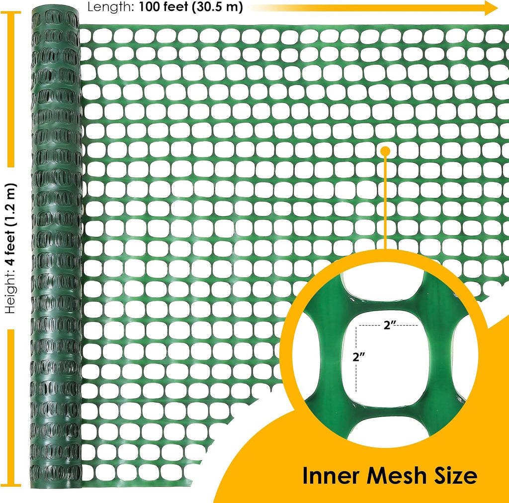 Fencing, Temporary Fence, Snow Fence, Chicken, 10.55 lb/roll, 4x100' Feet | Houseables Green Plastic Fencing, Deer