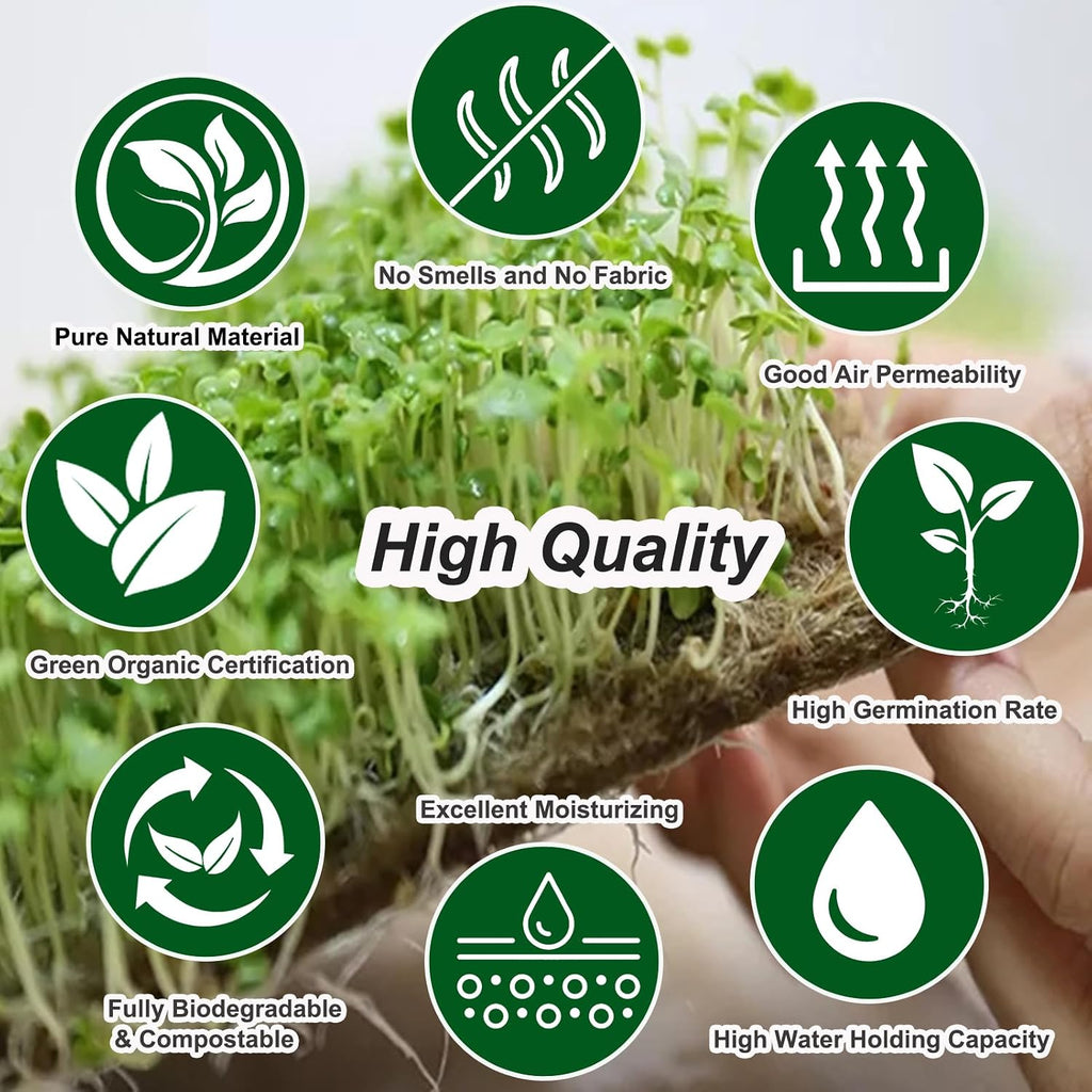 64PCS Microgreens Kit, 5" X 5" Hydroponic Sprouting Pads Microgreen Grow Mat Indoor Organic Production for Microgreen