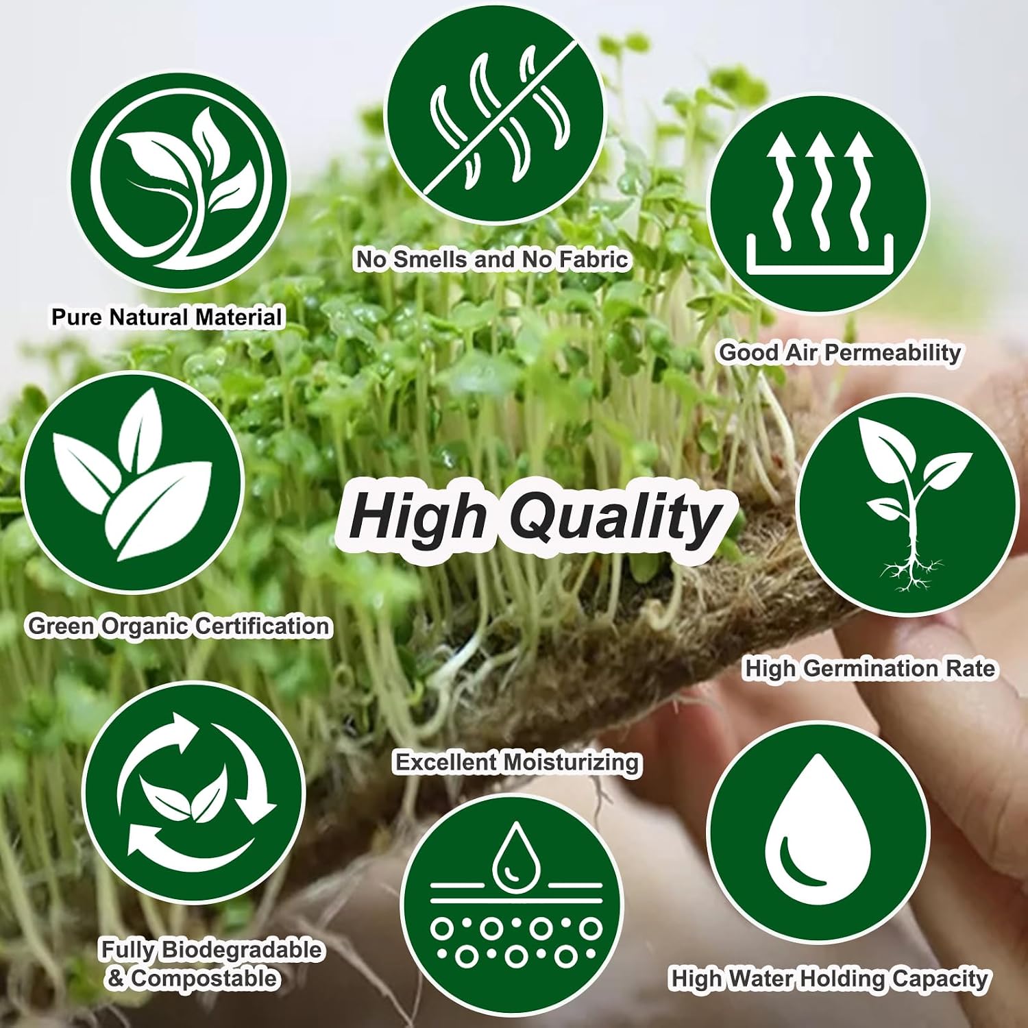 64PCS Microgreens Kit, 5" X 5" Hydroponic Sprouting Pads Microgreen Grow Mat Indoor Organic Production for Microgreen