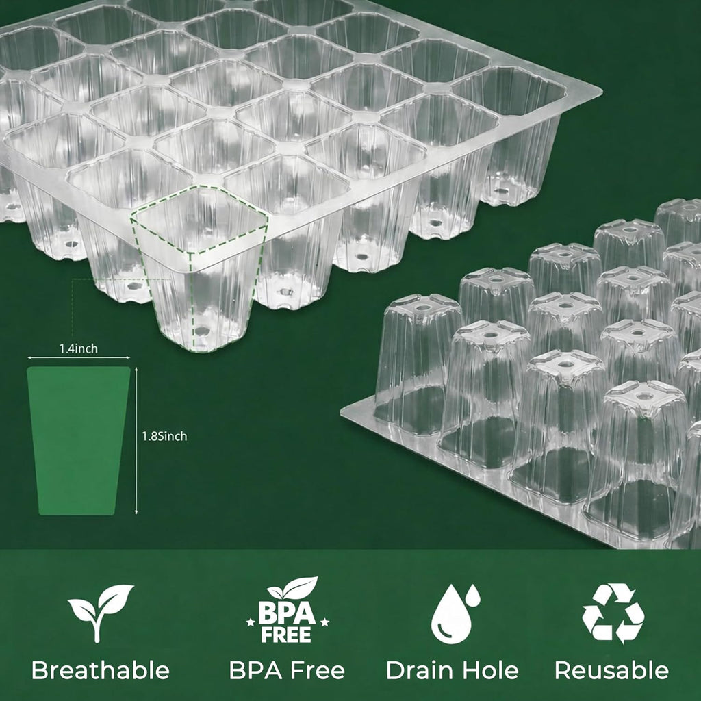 Gardzen 10 Pack 40 Cell BPA Free Seed Starter Tray Kit | Reusable Plant Germination Trays, Adjustable Vents, Sowing
