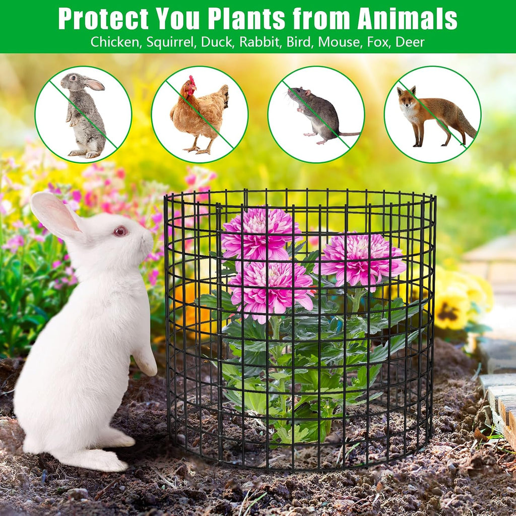 10 Pack Plant Protectors from Animals, 13x12 Plant Cages for Outdoor Plants | Wire Plant Protector, Thick Metal