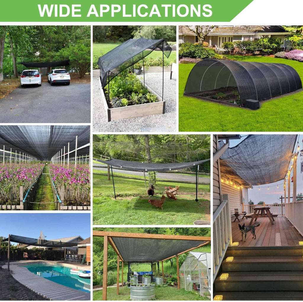 Mklsit 70% Shade Cloth for Garden, 20x20 FT Breathable Sun Shade Mesh Tarp | UV Resistant, Patio Sunshade Net with