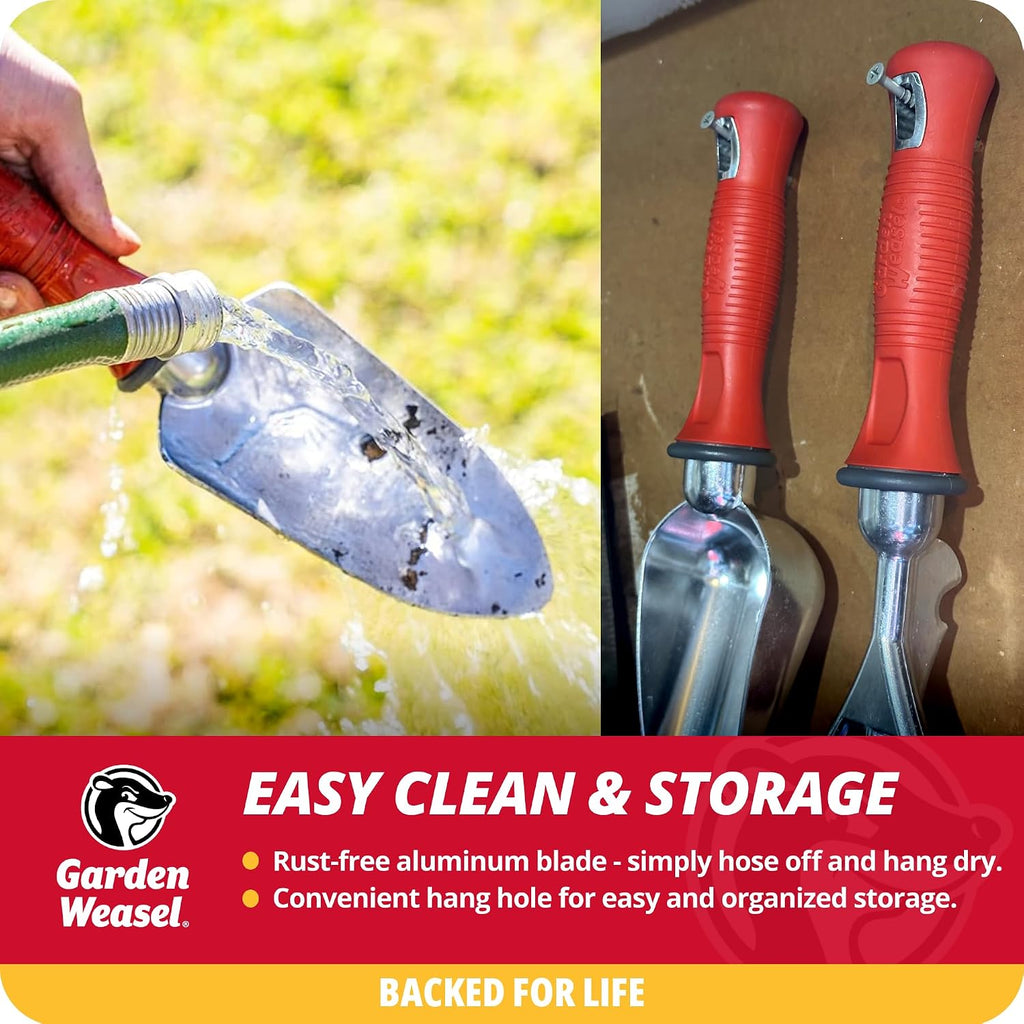 Garden Weasel 3Piece Hand Tool Set Trowel Transplanter Cultivator Gardening | Heavy duty steel combo set for digging