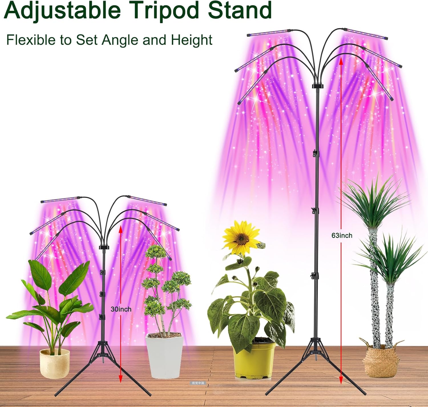 Mefflypee Grow Lights for Indoor Plants, LED Grow Light Stand, Red Blue Yellow Full Spectrum Plant Lamp with Adjustable