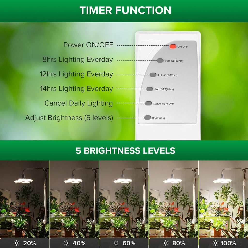 SANSI Grow Lights for Indoor Plants, 100W Full Spectrum Tall Standing | 10200LM, 240 LEDs, CRI Near 100, Adjustable
