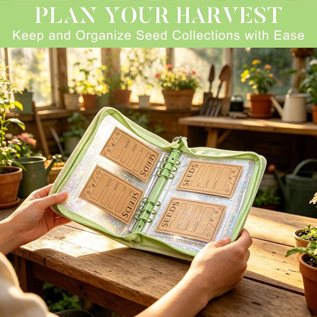 Seed Storage Organizer Binder, Seed Packet Organizer with 160 Pockets(80 Pack Resealable Seed Envelopes),3.9x5.3 Inch