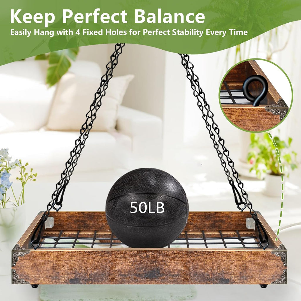 Plant Hanger Indoor Outdoor, 16" Large Hanging Planters for Indoor Plants | Hanging Plant Holder Wood Metal Hanging