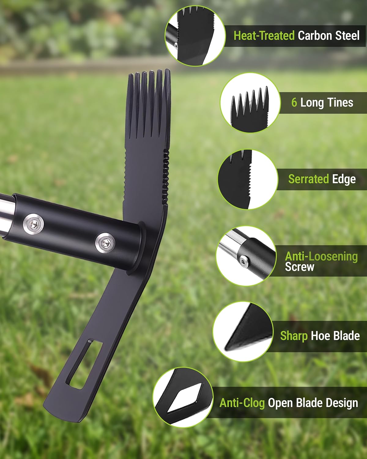 WORKPRO Weed Puller Tool with Long Handle, 2-in-1 Garden Hoe & Weed Rake | 29"-56" Adjustable Manual Weeding Tool
