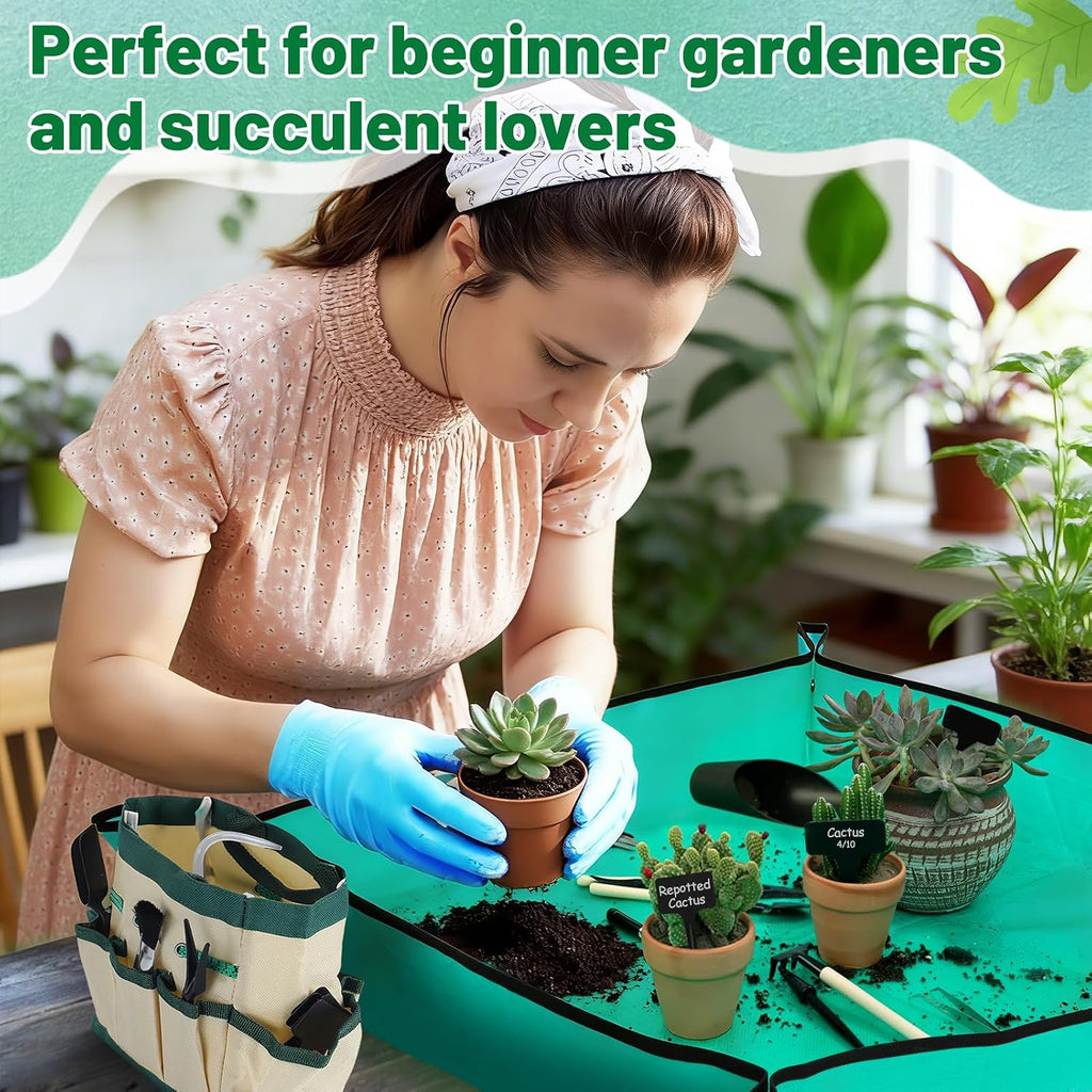 ANPHSIN 44pcs Small Gardening Tools Gifts for Women Beginners, Green | Garden Hand Tools Set for Indoor Succulent