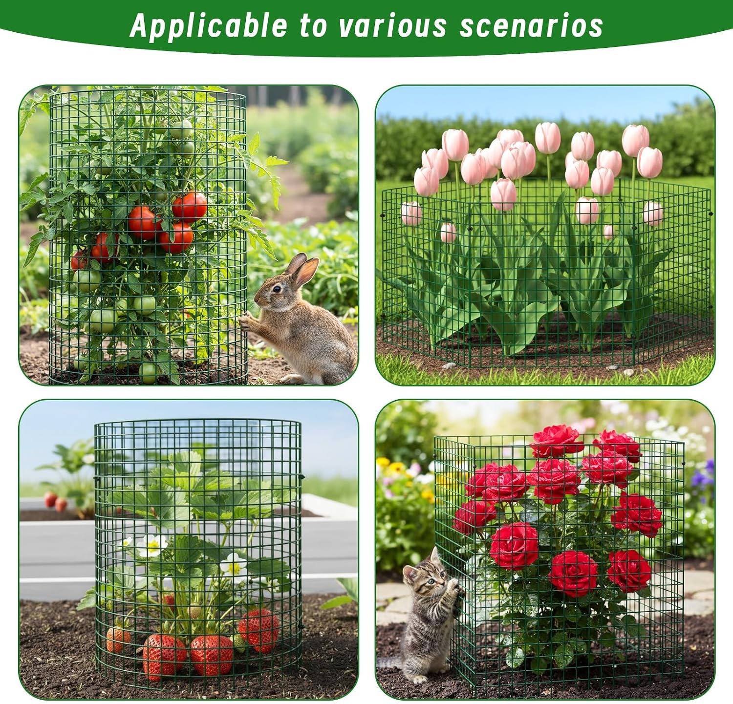 Plant Protectors from Animals - DIY Reusable Plant Cages for Outdoor Plants, Square Mesh Plant Covers Kits, 12"x12"