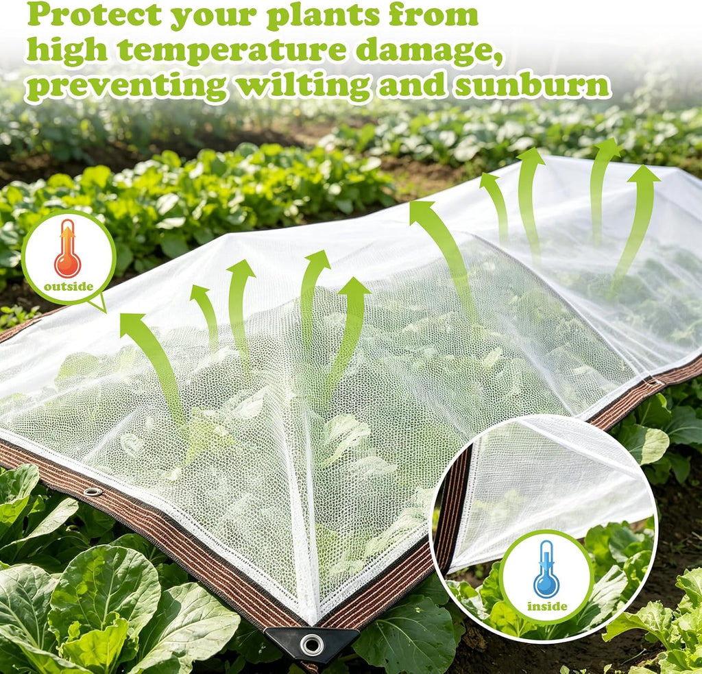 Garden Plants Shade Protection Cloth: 60% Shade Fabric Sun Cloth White Mesh Trap Grommet Home Pergola Shade Cover for