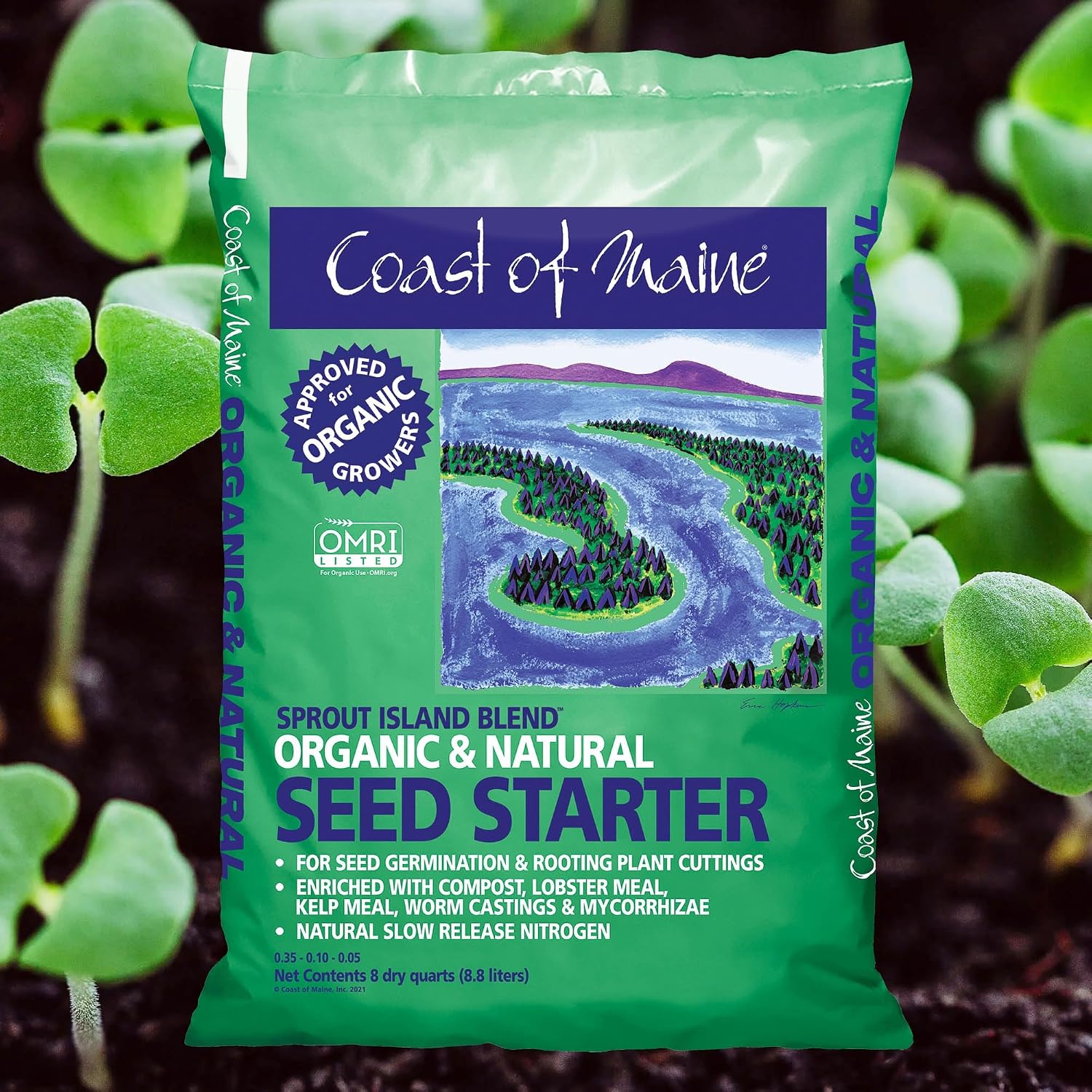 Coast of Maine, 8qt (Pack of 4) Sprout Island Blend, Organic & Natural Seed Starter for Seed Germination & Root Plant