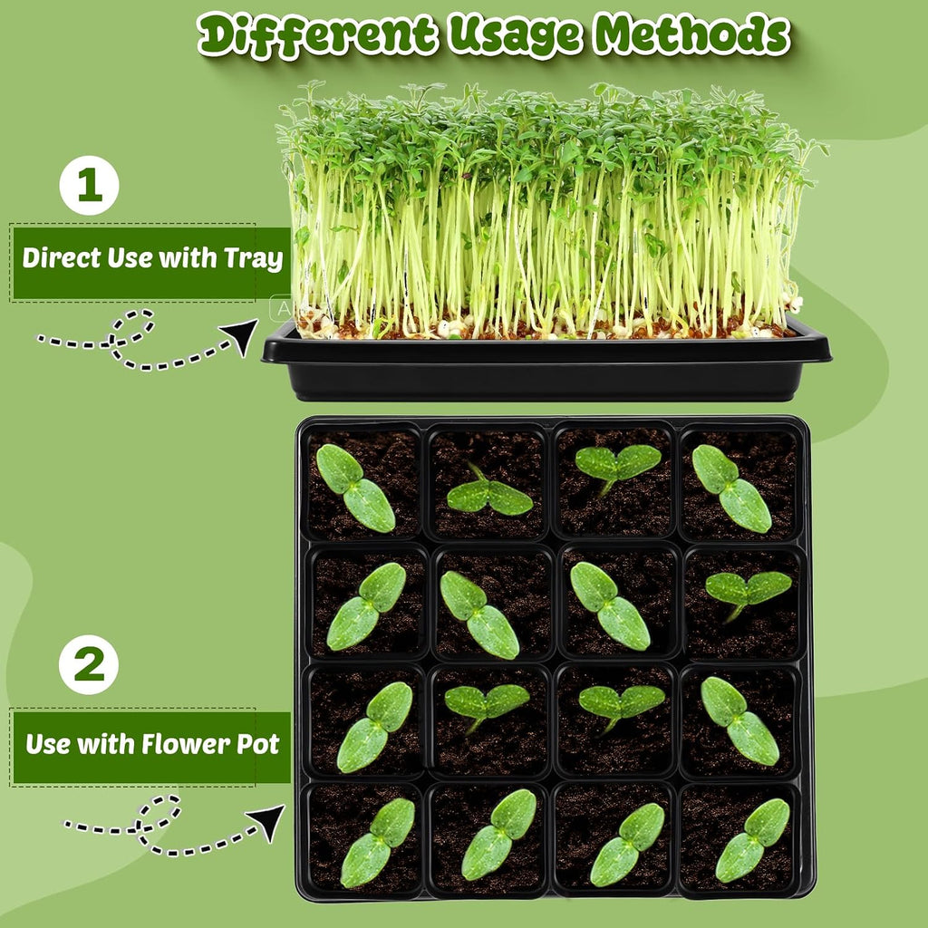 2.6in 100 Pcs Square Nursery Pots with 5 Pcs Plastic Seed Starting Trays | Plant Propagation Starter Kit with Drain