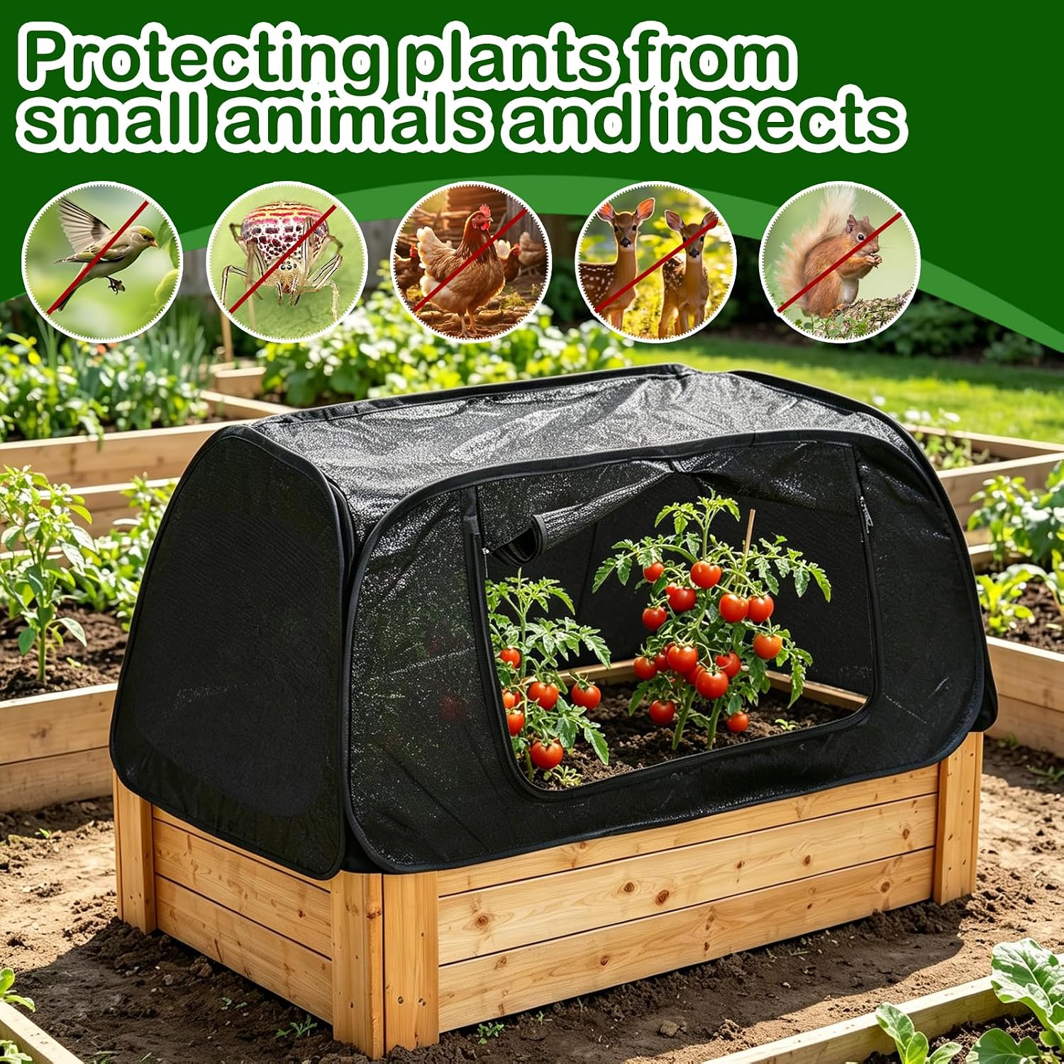 Wenfan Pop Up Plant Cover for Raised Bed, 47"X21"X18" Foldable Garden Cover Sun Shade Cloth UV Resistant Garden Bed