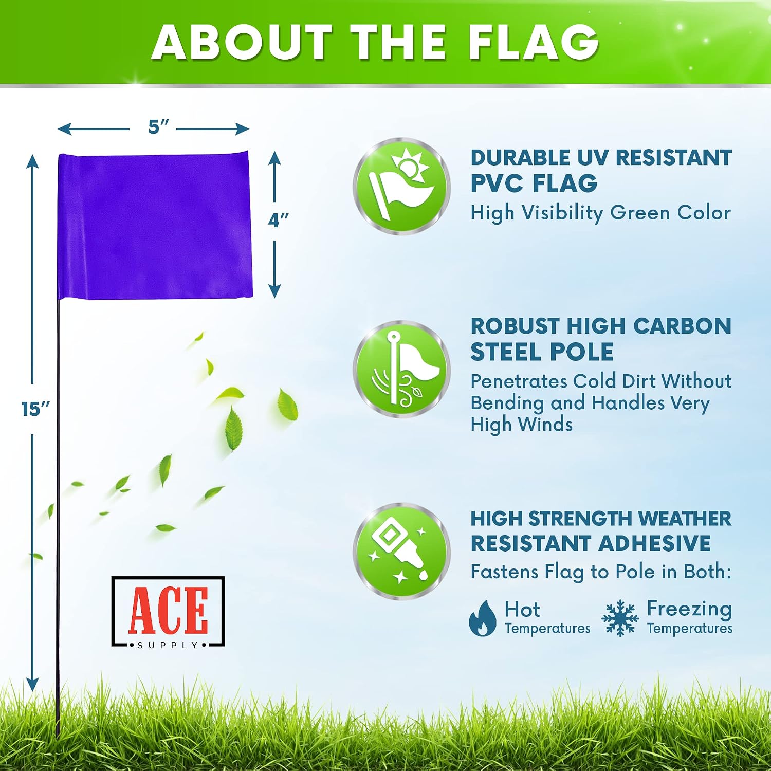 Purple Marking Flags 1000 Pack - 4x5x15 Inch Purple Flags for Outside - Markers For Lawn, Irrigation, Landscaping