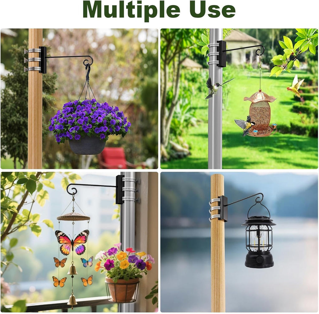 4Pcs Heavy Duty Railing Bird Feeder Hanger, Outdoor Hanging Bracket, Extended Hanger for Bird Feeders, Flower Baskets