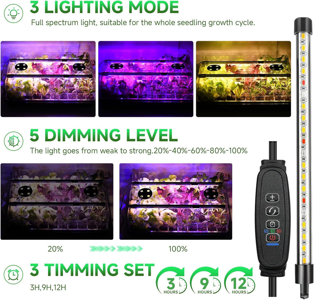 Seed Starter Tray, Seed Starter Kit with Grow Lights, Color Change Grow Lights for Seed Starting Kit, 3 Timming Set