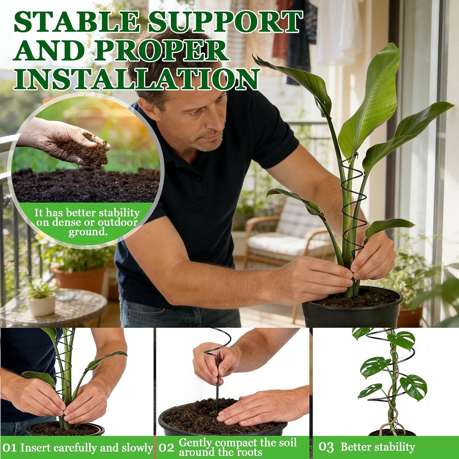 10 Pack 15.8" Tomato Spiral Stakes, Small Spiral Plant Support, Reusable Twisted Stakes for Climbing Plants, Tomatoes
