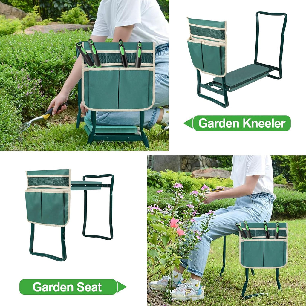 Garden Kneeler and Seat, Garden Bench for Kneeling and Sitting, Garden Stool and Kneeler with A Tool Pocket, Eva Soft