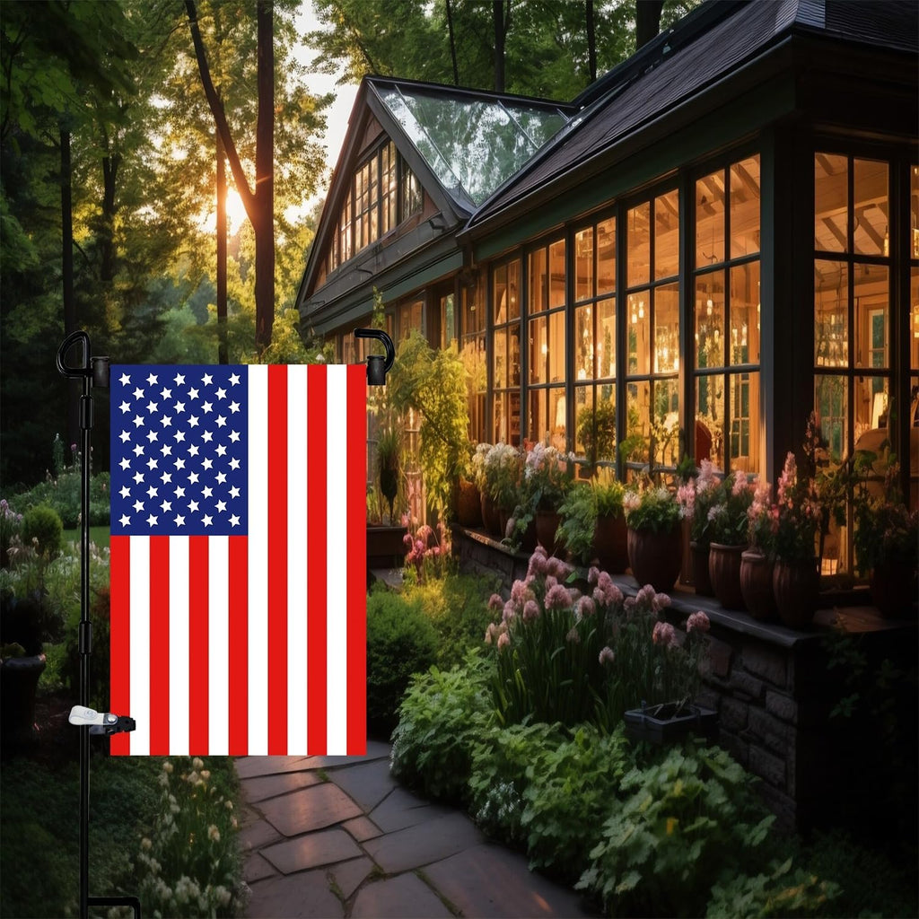 Garden Flag Pole Stand Holder, 10 Pack Garden Flags for Outside with Flag Stopper and Clip Waterproof Powder-Coated