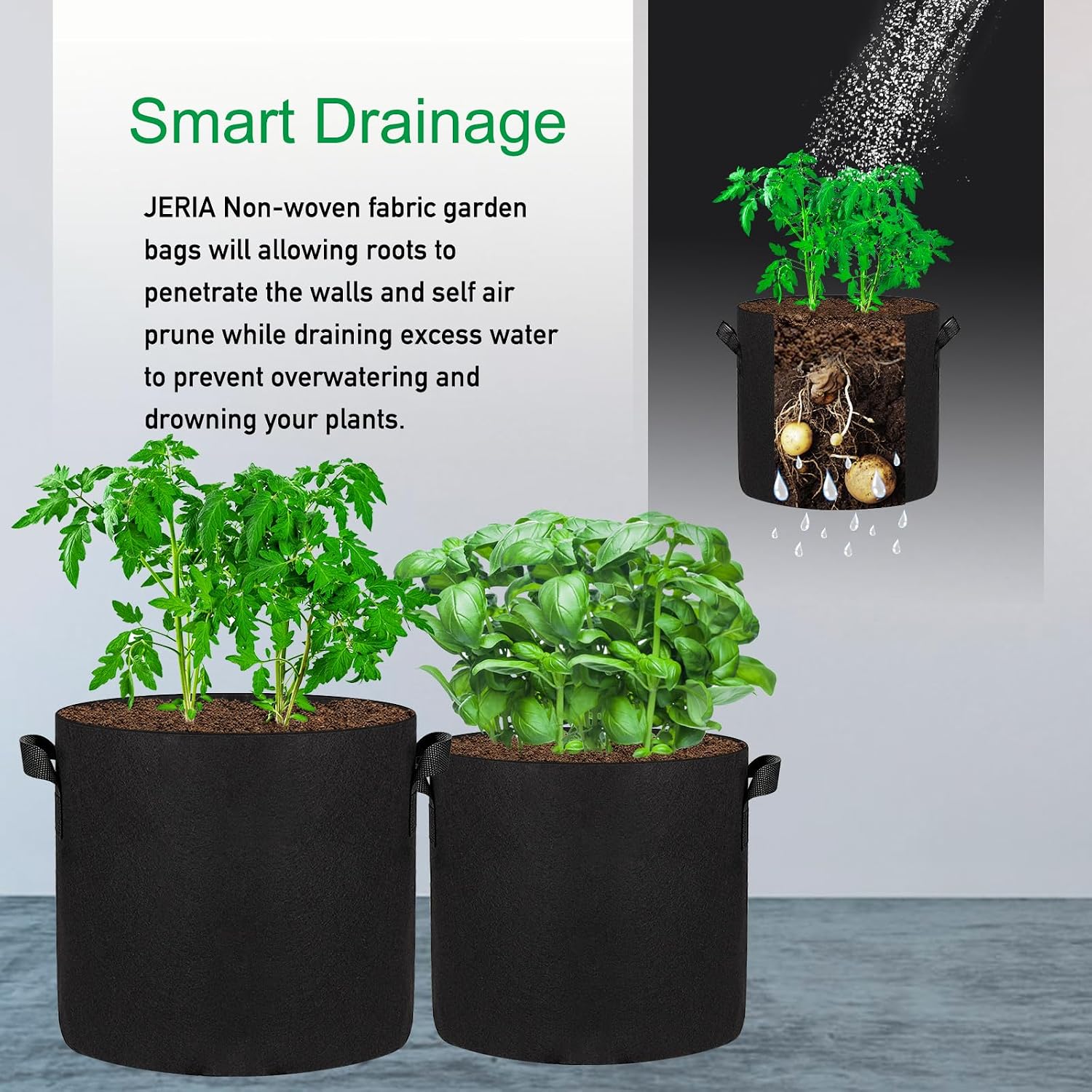 12-Pack 10 Gallon Grow Bags, 300G Thickened Nonwoven Garden Pots,Heavy Duty Fabric Pots with Reinforced Handles