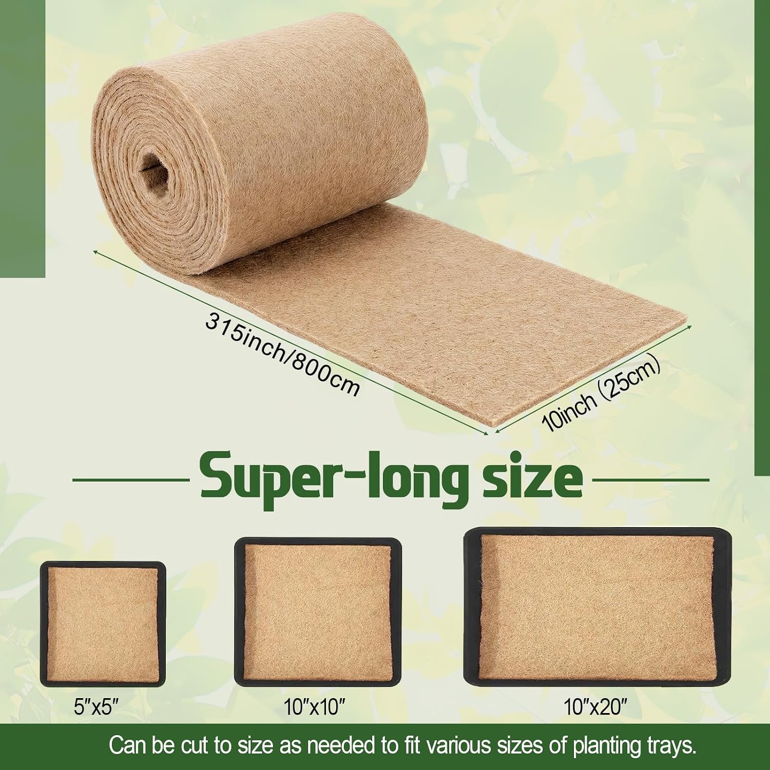 10" x 315" Microgreens Growing Mat Jute Fiber Grow Mats Extra Long Hydroponic Grow Pads for Wheatgrass Sprouts