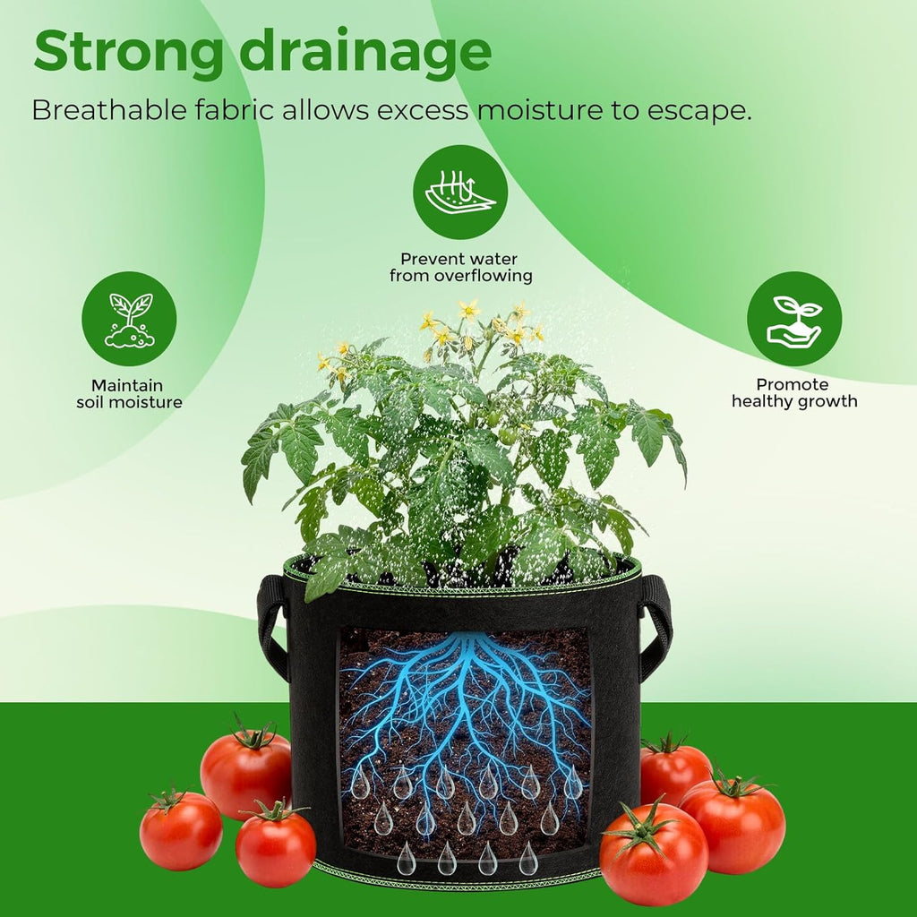 CHRORINE 6-Pack 15 Gallon Grow Bags 300G Thickened Aeration Fabric Pots with Handles Suitable for Planting Plants