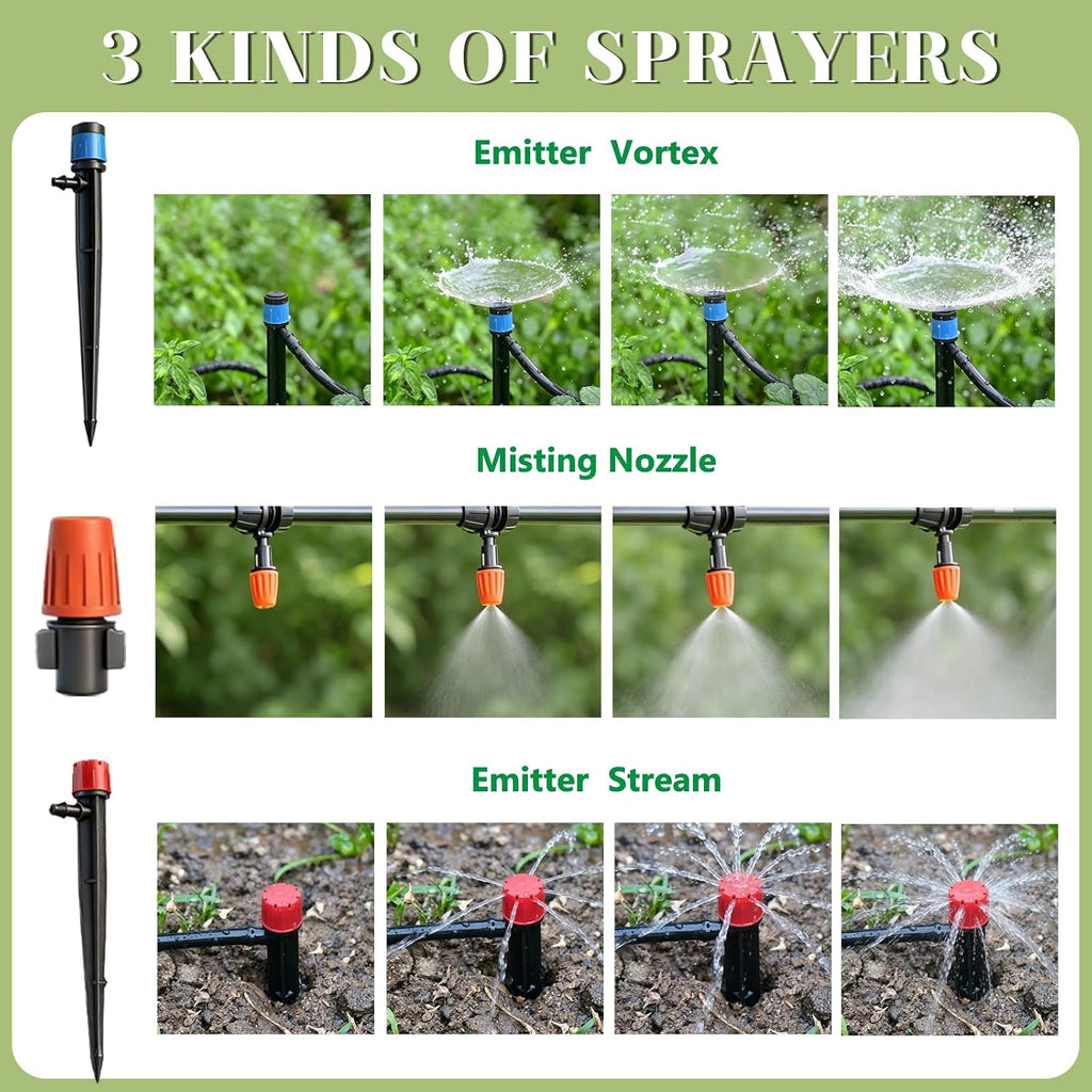 Dianrui 240FT Drip Irrigation System, Automatic Drip Irrigation Kit for Greenhouse/Yard/Lawn/Plant/with 1/2 inch Hose