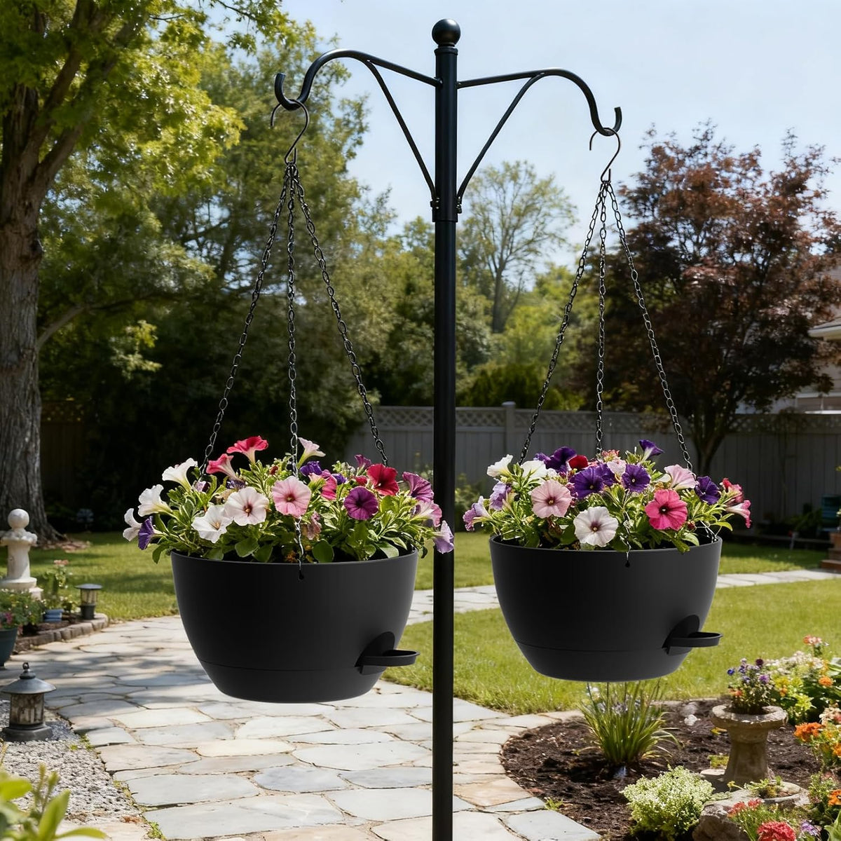UOUZ 13 Inch 2 Pack Large Self Watering Hanging Planters for Indoor Outdoor Plants, Hanging Plant Pots with Removable