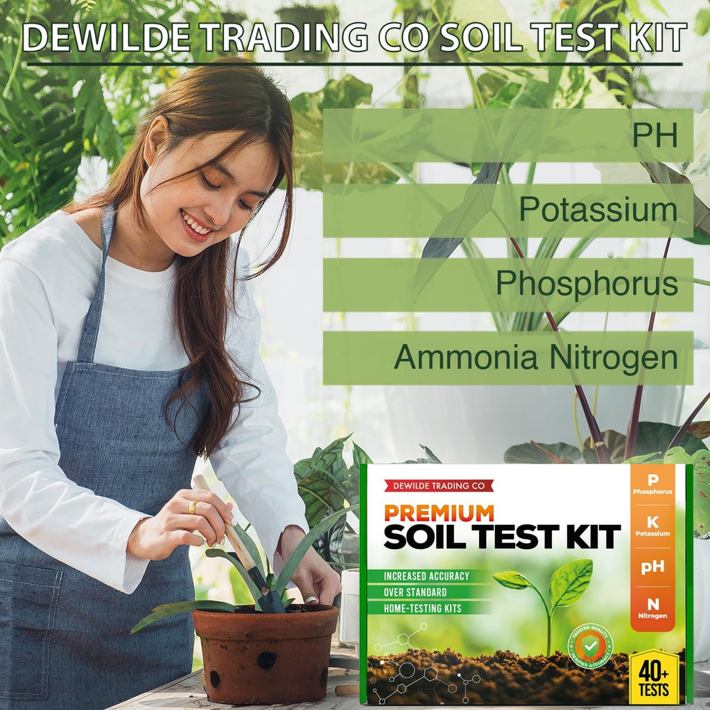 Premium Soil Test Kit: 40 Complete Tests for Lawns, Gardens, and Vegetables. Tests for Ammonia Nitrogen, pH