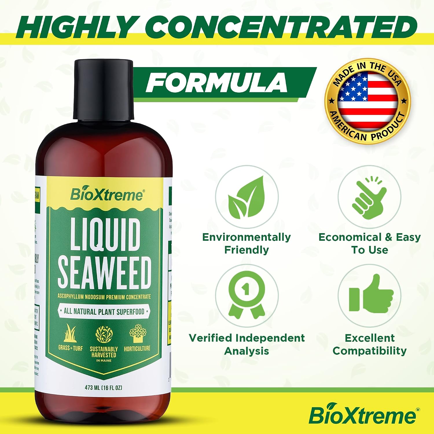 Liquid Seaweed Premium Concentrate – Undiluted Kelp Extract with No Fillers or Colorants – All Natural Fertilizer for