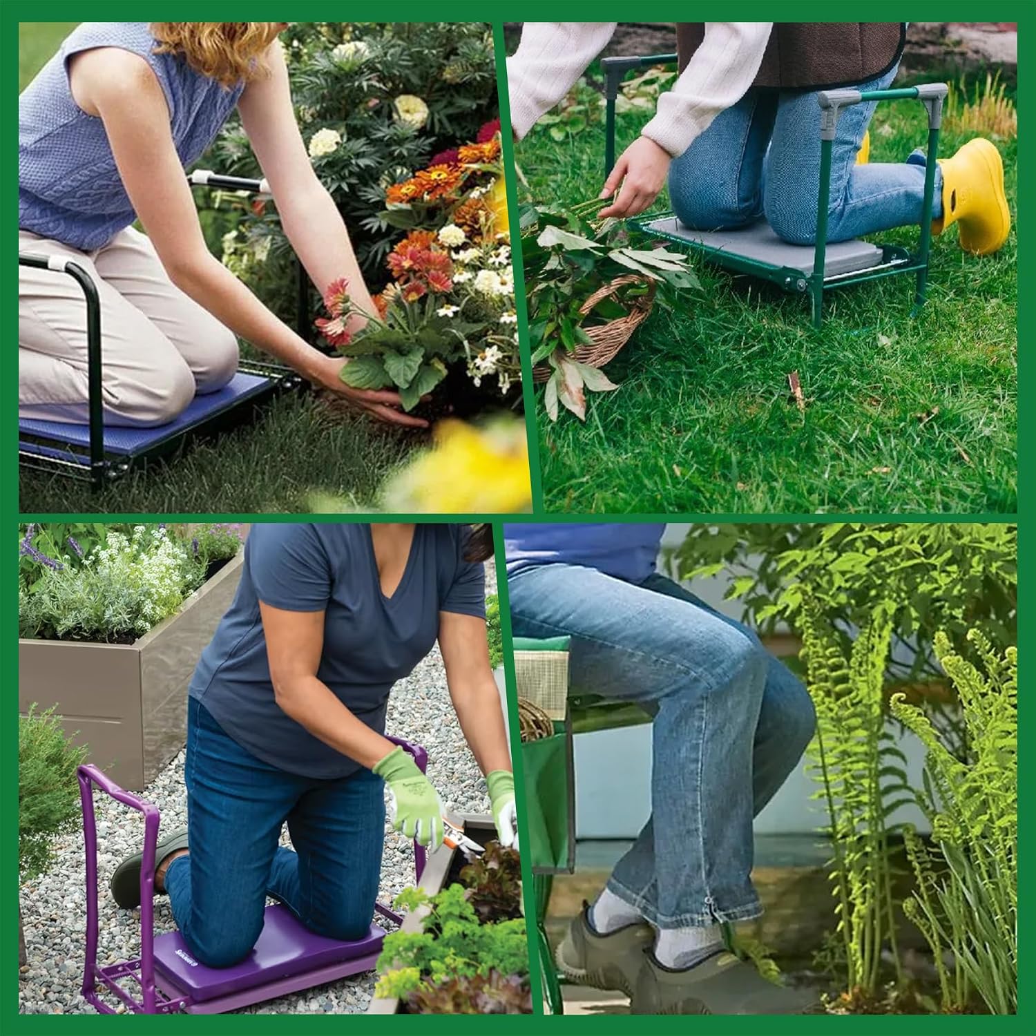 Garden Kneeler Seat Gardening Stool Bench Foldable Portable Knee Stools with Tool Bag Pouch Soft EVA Foam Kneeling Pad