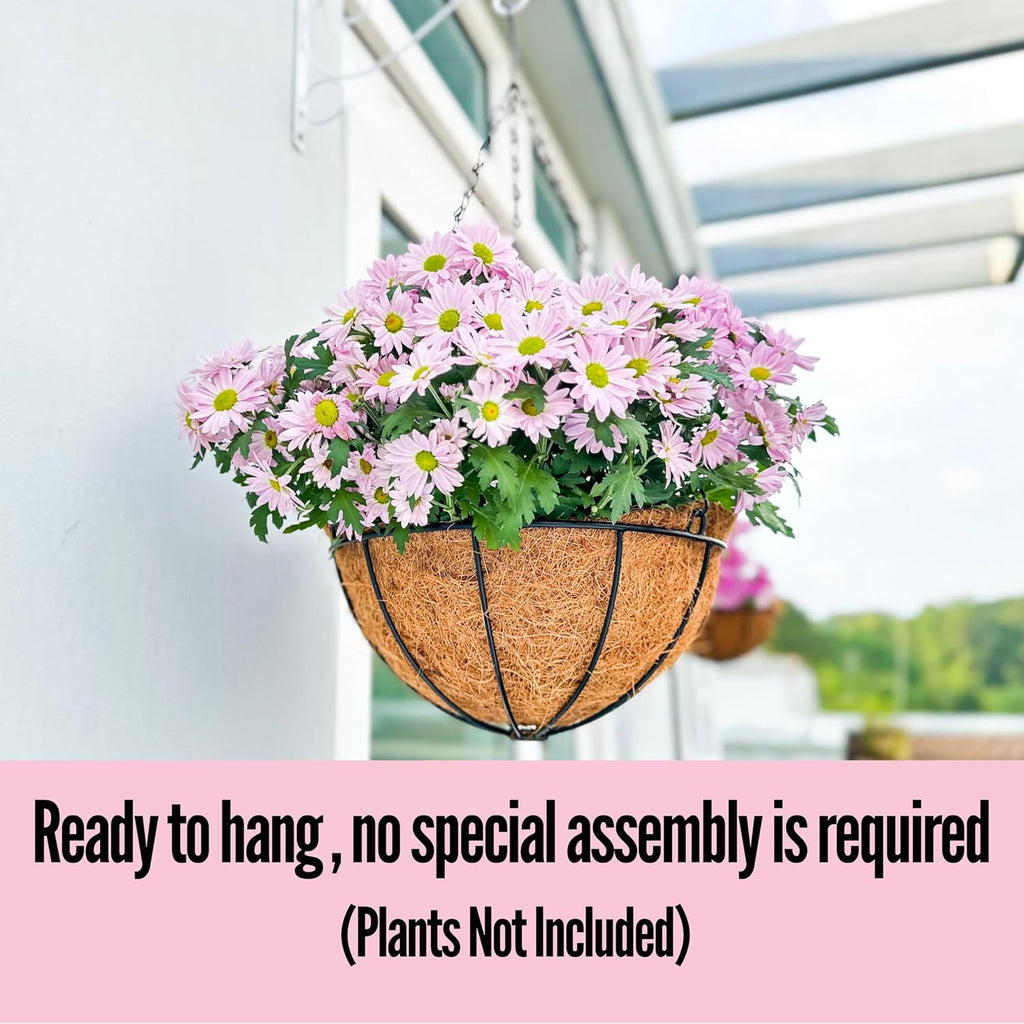 LaLaGreen Hanging Planters with Coco Liners (10 Pack, 12 Inch) Hanging Baskets for Plant Outdoor Hanging Plant Pot