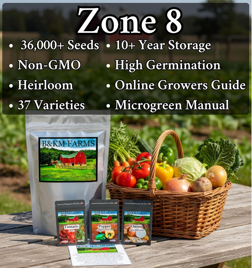 B&KM Farms Regional Garden Starter Kit – 37 Heirloom Varieties, 36,000+ Seeds – Non-GMO Vegetable & Herb Seeds for Deep