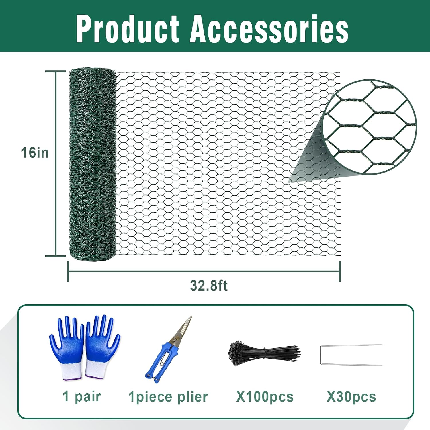 32.8Ft x 16In Plant Protectors from Animals, Metal Plant Chicken Wire Cages Covers Garden Netting for Outdoor Plants to